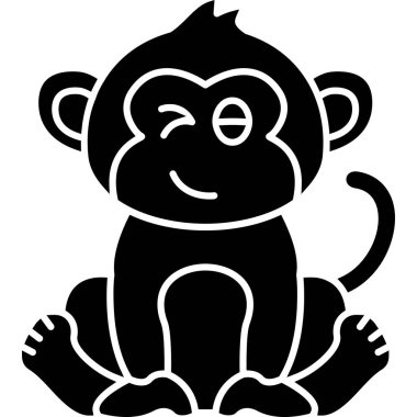 maymun hayvan memelisi simgesi taslak biçiminde