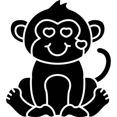 Maymun. Web simgesi basit illüstrasyon