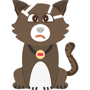 Kahverengi gözlü üzgün kedi. vektör illüstrasyonu.