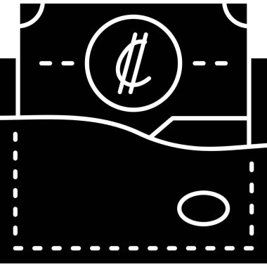 cüzdan para simgesi, basit siyah illüstrasyon