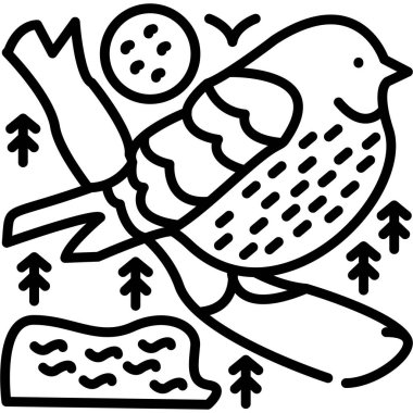 Kuş kuşu yaban hayatı simgesi taslak biçiminde