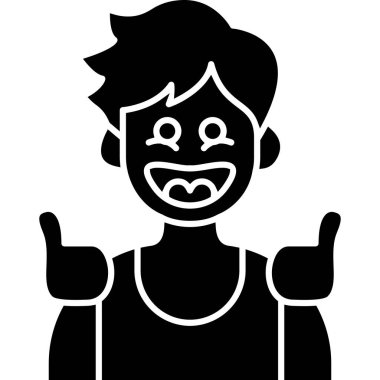 Mutlu çocuk simgesi, basit vektör çizimi