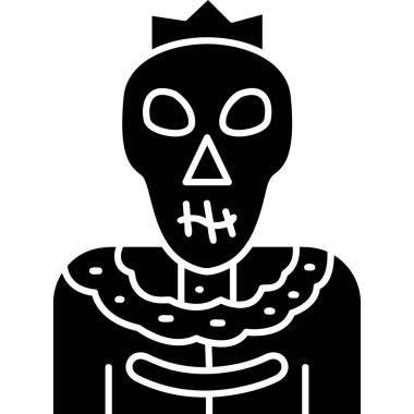 Kafatası ve tacı olan ölü bir adam. vektör illüstrasyonu