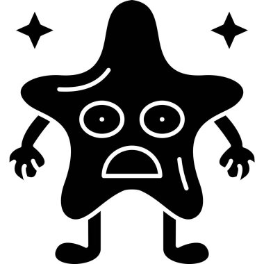 Hüzünlü bir ifadeyle sevimli bir yıldızın karikatür çizimi.