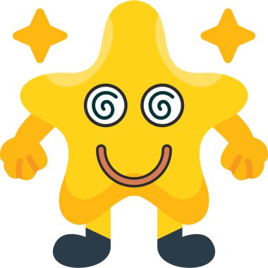 Şirin yıldız karakter ifade vektör illüstrasyon tasarımı