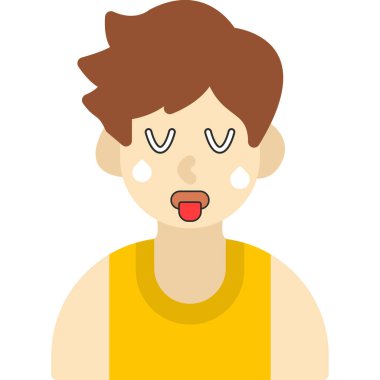 Genç adam baş ağrısından muzdarip. Vektör düz çizimi izole edildi.