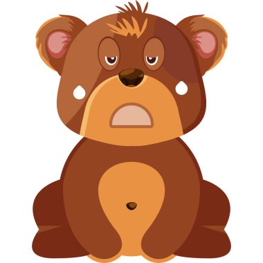 Beyaz arka planda izole edilmiş sevimli oyuncak ayının vektör karikatür çizimi.