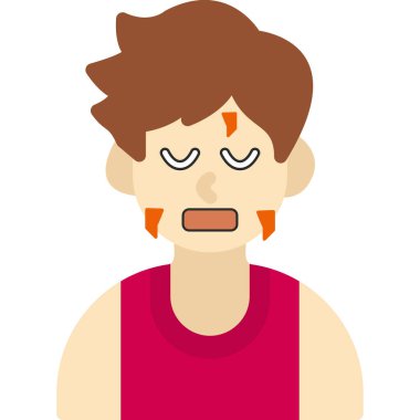 Kırmızı saç vektör çizimi olan üzgün adam.