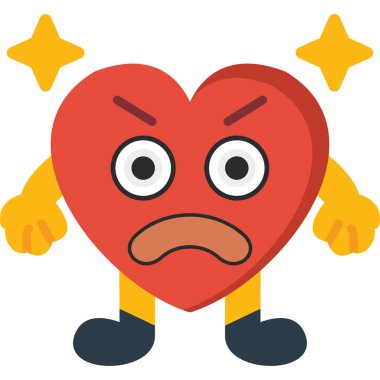 Kızgın bir yüzü olan kızgın bir kalp. çizgi film vektör illüstrasyon tasarımı