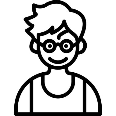 Erkek avatar ikonu. Beyaz arkaplanda izole edilmiş web tasarımı için erkek vektör illüstrasyon simgesi