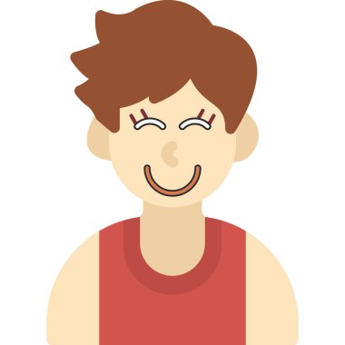 Genç adam gülümseyen çizgi film