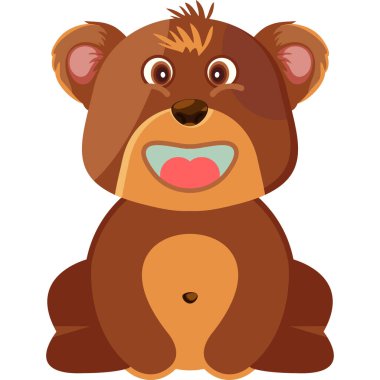 beyaz arkaplanda çizgi film ayı simgesi, düz stil