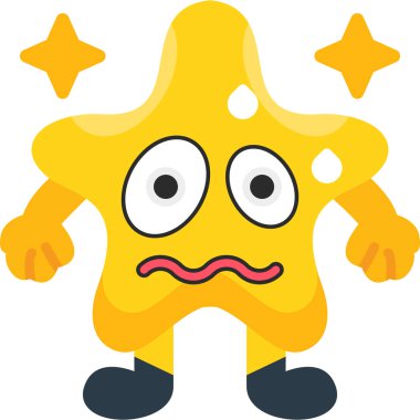 şirin sarı yıldız karakteri, vektör illüstrasyonu