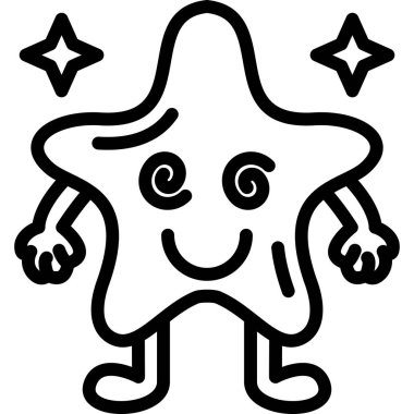 Sevimli yıldız ikonu. Beyaz arkaplanda izole edilmiş web tasarımı için yıldız vektör simgesinin ana hatları