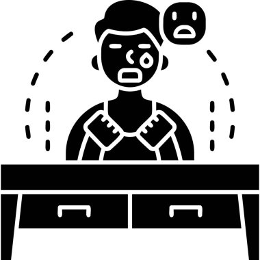 Öfkeli yüz ifadesi simgesi olan kızgın adam, basit bir tarz.