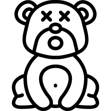 Tatlı çizgi film ayısı gözleri kapalı ve ağzı da kapalı.