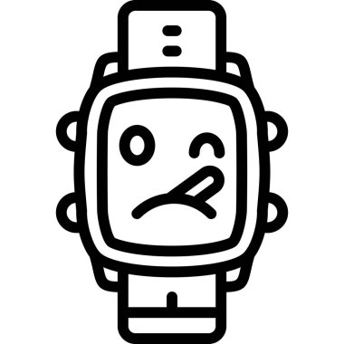 Saat ikonlu üzgün surat. beyaz arkaplanda izole edilmiş web tasarımı için kırık yüz ve kırık yüz vektör simgesi