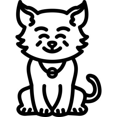 şirin kedi çizgi film ikonu, vektör illüstrasyonu