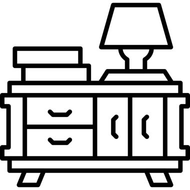 Yatak odası mobilya ikonu. Beyaz arkaplanda izole edilmiş web tasarımı için yatak odası mobilya vektör simgesi