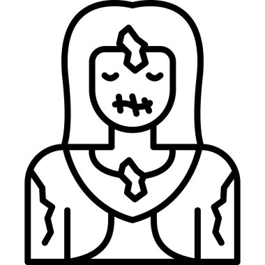 Ölü kadın baş simgesi. beyaz arkaplanda izole edilmiş web tasarımı için ölü insan başı vektör simgesi