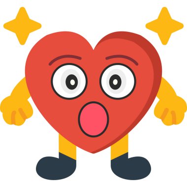 kalp karakteri çizgi film vektör illüstrasyon tasarımı