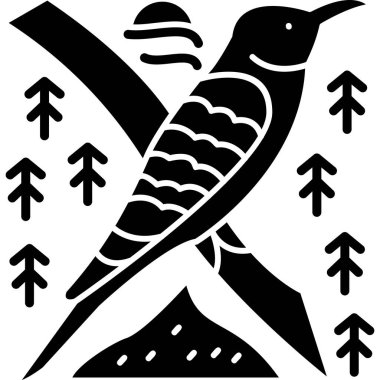 ahşap kesim tarzı ikon, orman manzarası