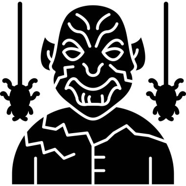 Siyah ve kırmızı dişli kötü adam.