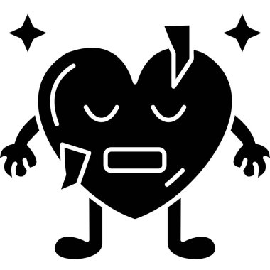 Kalp krizi vektörü, aşk kalp krizi ikonu.