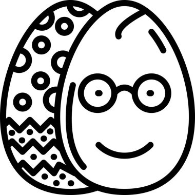 Mutlu bir ifadeyle bir Paskalya yumurtasının karikatür çizimi.