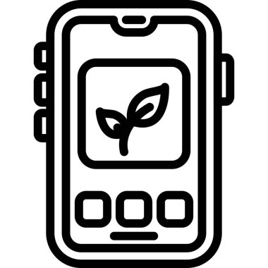 Yaprak simgesi olan cep telefonu, beyaz arkaplanda izole edilmiş vektör illüstrasyonu