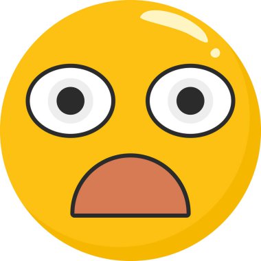 beyaz arkaplanda şok yüz ifadesi, vektör, illüstrasyon