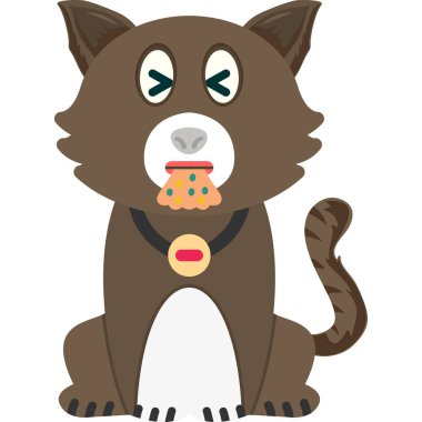 Şirin kedi çizgi film vektör çizim grafik tasarım