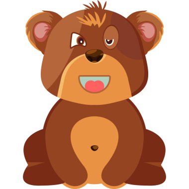 Şirin kahverengi ayıcık çizgi film vektör çizimi