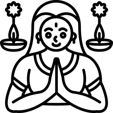 Elinde mum olan bir kadının vektör çizimi