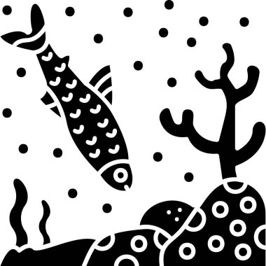 Balık. siyah ve beyaz siluet