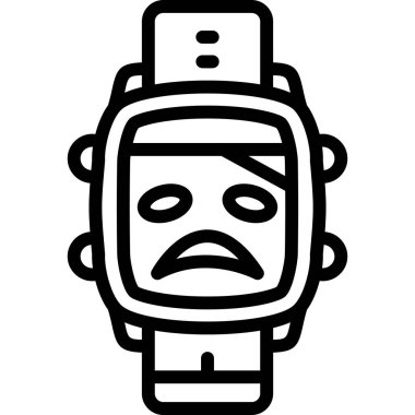 Üzgün robot ikonu. Beyaz arkaplanda izole edilmiş web tasarımı için ana hatlı robot vektör simgesi