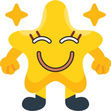 Mutlu gülüşlü sarı yıldız. vektör illüstrasyonu