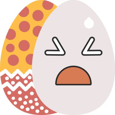 üzgün tavuk yumurtası, illüstrasyon, vektör, beyaz arka planda.