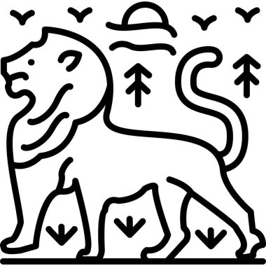 Hayvan aslan simgesi taslak biçiminde