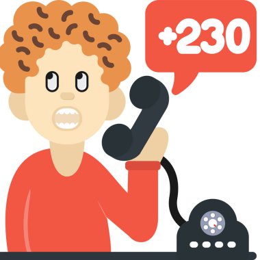 Telefon karakter vektör çizimi tasarımı ile genç adam