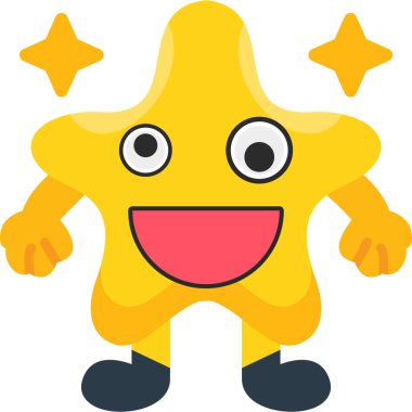 Beyaz arka planda gülümsemesi olan sarı yıldız.