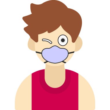 Koruyucu maskeli ve covid 19 vektör çizim tasarımlı bir adam.