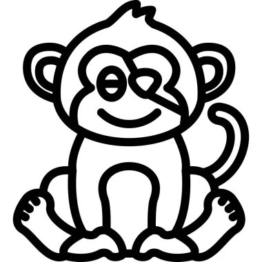 maymun simgesi ve vektör illüstrasyonu beyaz arkaplanda izole edildi