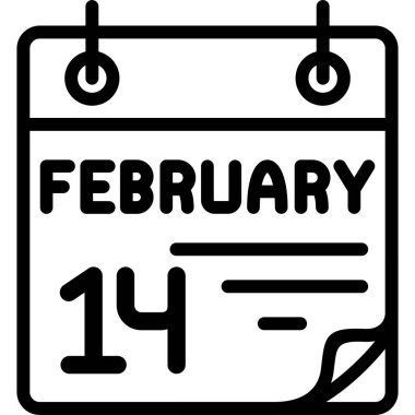 14 Şubat takvim simgesi vektör illüstrasyonu 