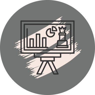 Grafikleri ve heykeli gösteren sunum ekranı