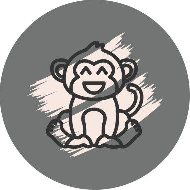 happy monkey cartoon character sitting on a textured gray background.