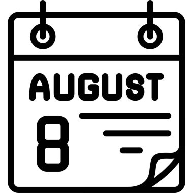 Takvim sayfası 8 Ağustos tarihini gösteriyor