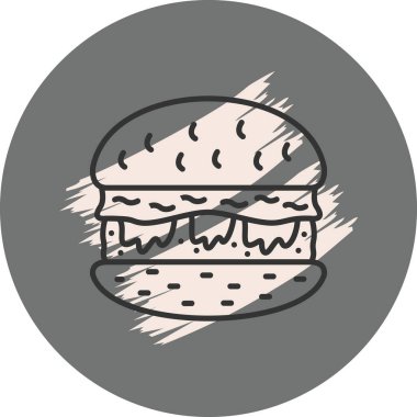 Gri arkaplanda basit burger çizimi