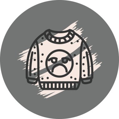 Hüzünlü yüz tasarımı içeren süveter