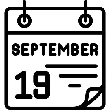 Takvim sayfası 19 Eylül 'ü gösteriyor